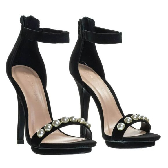 Wild Diva Lounge Retro Pearl embellished strap High Heel Stiletto Sandal 5.5 - Picture 4 of 14